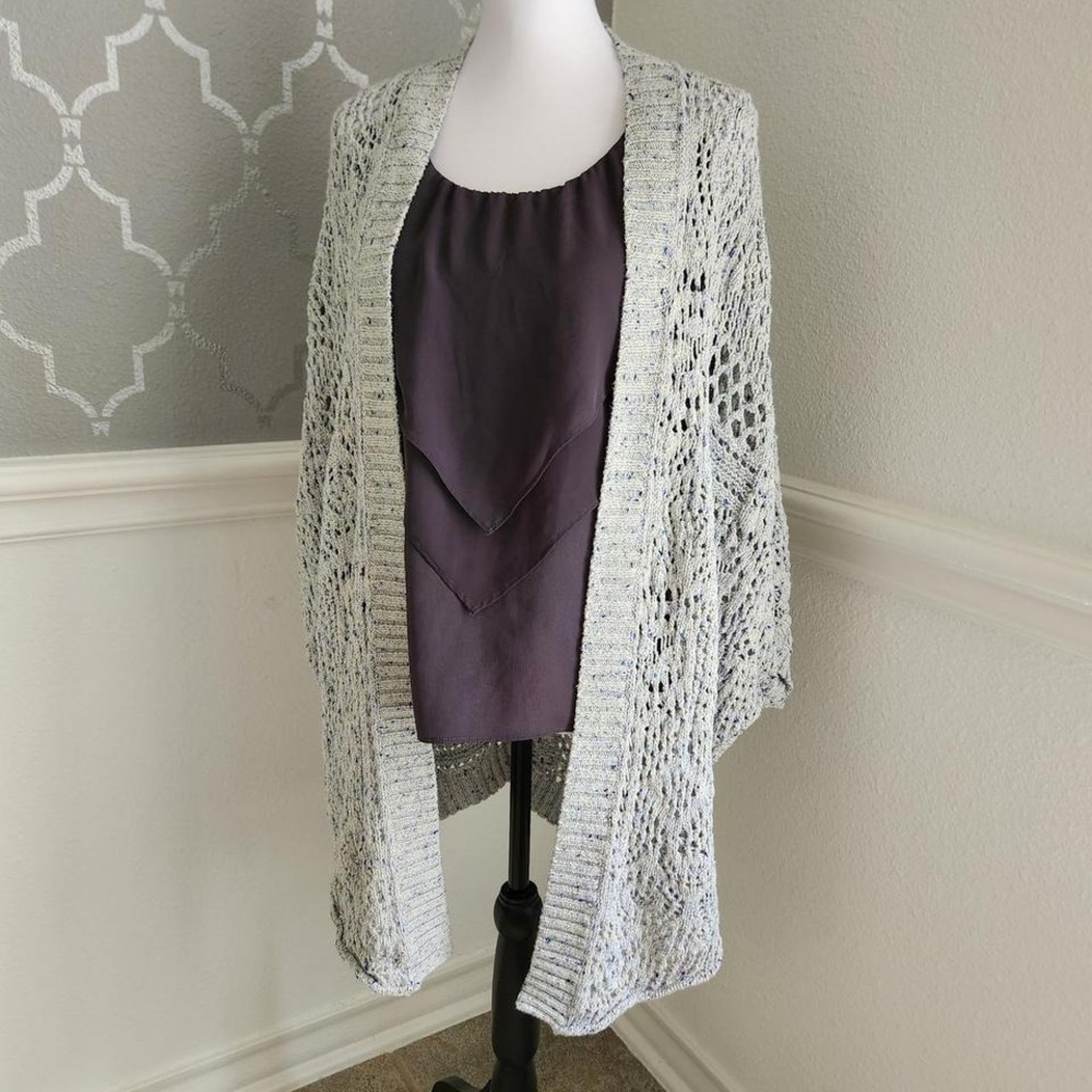American Eagle Outfitters L/XL Knit‎ Open Weave Grey Speckled Cardigan